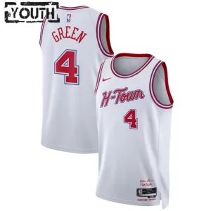 Camiseta Houston Rockets Jalen Green 4 City Edition 2023-24 Blanco Swingman para Niño