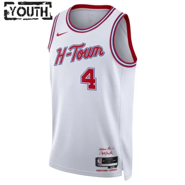 Camiseta Houston Rockets Jalen Green 4 City Edition 2023-24 Blanco Swingman para Niño