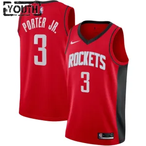Camiseta Houston Rockets Kevin Porter JR 3 Icon Edition Rojo Swingman para Niño