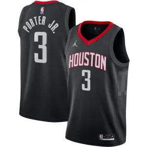 Camiseta Houston Rockets Kevin Porter JR 3 Statement Edition Negro Swingman para Hombre