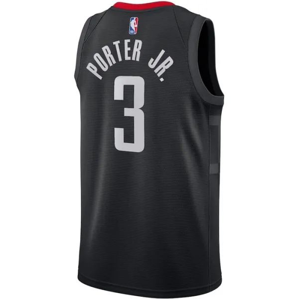 Camiseta Houston Rockets Kevin Porter JR 3 Statement Edition Negro Swingman para Hombre
