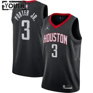 Camiseta Houston Rockets Kevin Porter JR 3 Statement Edition Negro Swingman para Niño