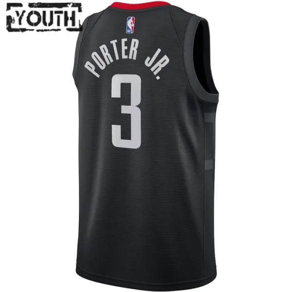Camiseta Houston Rockets Kevin Porter JR 3 Statement Edition Negro Swingman para Niño