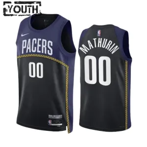 Camiseta Indiana Pacers Bennedict Mathurin 00 Black City Edition 2022-23 Swingman para Niño
