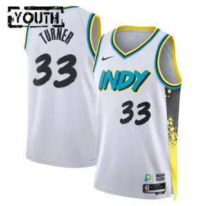 Camiseta Indiana Pacers Myles Turner City Edition 2024-25 Blanco Swingman para Niño