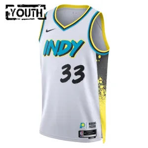 Camiseta Indiana Pacers Myles Turner City Edition 2024-25 Blanco Swingman para Niño