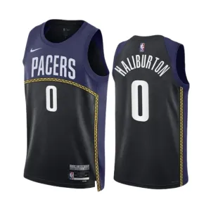 Camiseta Indiana Pacers Tyrese Haliburton 0 Black City Edition 2022-23 Swingman para Hombre