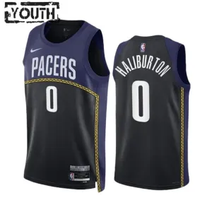 Camiseta Indiana Pacers Tyrese Haliburton 0 Black City Edition 2022-23 Swingman para Niño