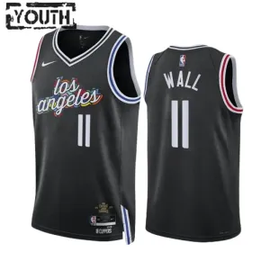 Camiseta LA Clippers John Wall 11 City Edition 2022-23 Negro Swingman para Niño