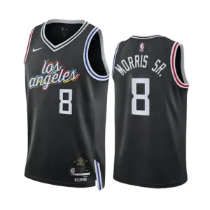 Camiseta LA Clippers Marcus Morris SR 8 City Edition 2022-23 Negro Swingman para Hombre
