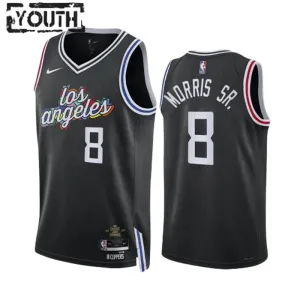 Camiseta LA Clippers Marcus Morris SR 8 City Edition 2022-23 Negro Swingman para Niño