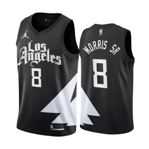 Camiseta LA Clippers Marcus Morris SR 8 Statement Edition Negro Swingman para Hombre