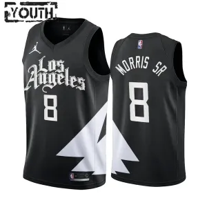 Camiseta LA Clippers Marcus Morris SR 8 Statement Edition Negro Swingman para Niño