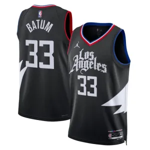 Camiseta LA Clippers Nicolas Batum 33 Statement Edition Negro Swingman para Hombre