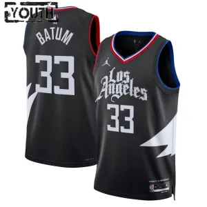 Camiseta LA Clippers Nicolas Batum 33 Statement Edition Negro Swingman para Niño