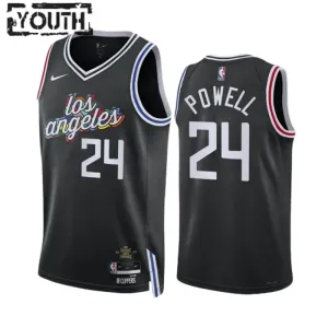 Camiseta LA Clippers Norman Powell 24 City Edition 2022-23 Negro Swingman para Niño
