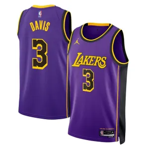 Camiseta Los Angeles Lakers Anthony Davis 3 Statement Edition Púrpura Swingman para Hombre