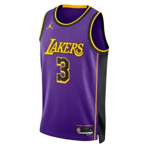 Camiseta Los Angeles Lakers Anthony Davis 3 Statement Edition Púrpura Swingman para Hombre