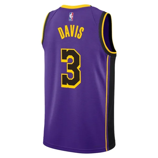 Camiseta Los Angeles Lakers Anthony Davis 3 Statement Edition Púrpura Swingman para Hombre