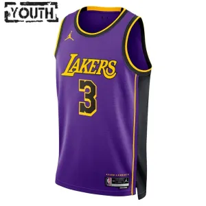 Camiseta Los Angeles Lakers Anthony Davis 3 Statement Edition Púrpura Swingman para Niño