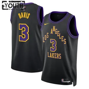 Camiseta Los Angeles Lakers Anthony Davis City Edition 2023-24 Negro Swingman para Niño
