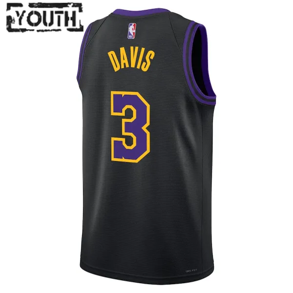 Camiseta Los Angeles Lakers Anthony Davis City Edition 2023-24 Negro Swingman para Niño