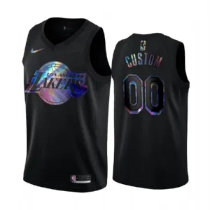 Camiseta Los Angeles Lakers HWC Iridescent Edition Personalizada Negro Swingman para Hombre Camiseta Los Angeles Lakers HWC Iridescent Edition Personalizada Negro Swingman para Hombre