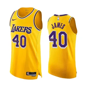Camiseta Los Angeles Lakers Lebron James 40k Points Icon Edition Amarillo Swingman para Hombre
