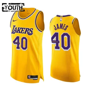 Camiseta Los Angeles Lakers Lebron James 40k Points Icon Edition Amarillo Swingman para Niño