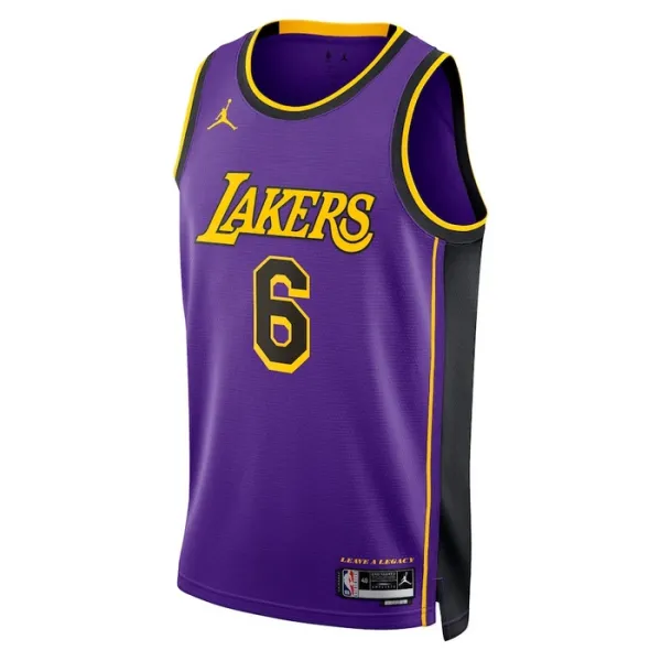 Camiseta Los Angeles Lakers Lebron James 6 Statement Edition Púrpura Swingman para Hombre