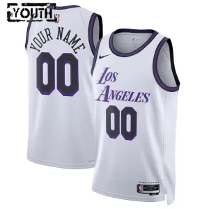Camiseta Los Angeles Lakers Personalizada City Edition 2022-23 Blanco Swingman para Niño