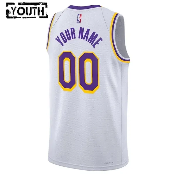 Camiseta Los Angeles Lakers Personalizada Icon Edition Blanco Swingman para Niño