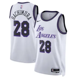 Camiseta Los Angeles Lakers Rui Hachimura 28 City Edition 2022-23 Blanco Swingman para Hombre