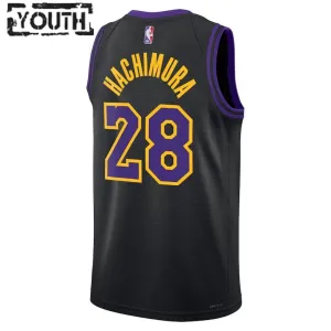Camiseta Los Angeles Lakers Rui Hachimura 28 City Edition 2023-24 Negro Swingman para Niño