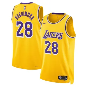 Camiseta Los Angeles Lakers Rui Hachimura 28 Icon Edition Oro Swingman para Hombre