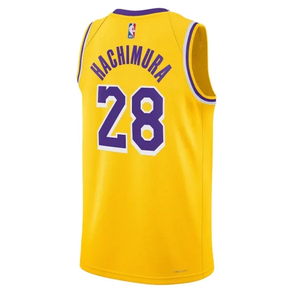 Camiseta Los Angeles Lakers Rui Hachimura 28 Icon Edition Oro Swingman para Hombre