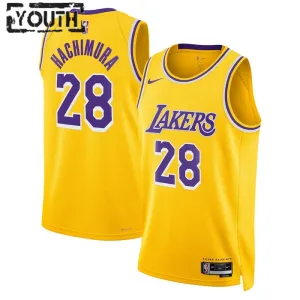 Camiseta Los Angeles Lakers Rui Hachimura 28 Icon Edition Oro Swingman para Niño