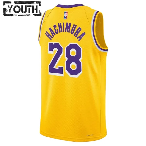 Camiseta Los Angeles Lakers Rui Hachimura 28 Icon Edition Oro Swingman para Niño