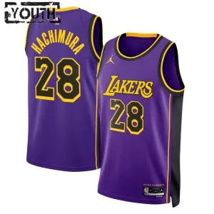 Camiseta Los Angeles Lakers Rui Hachimura 28 Statement Edition Púrpura Swingman para Niño
