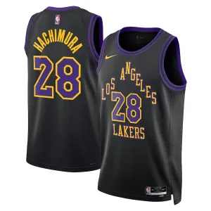 Camiseta Los Angeles Lakers Rui Hachimura City Edition 2023-24 Negro Swingman para Hombre