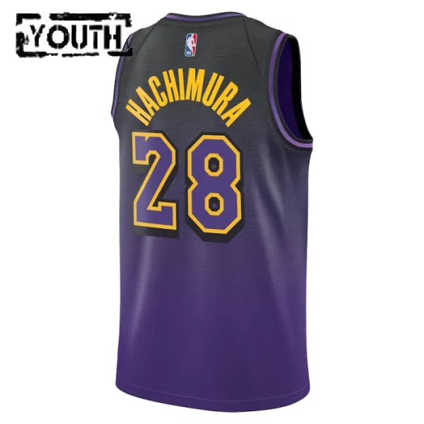 Camiseta Los Angeles Lakers Rui Hachimura City Edition 2024-25 Púrpura Swingman para Niño