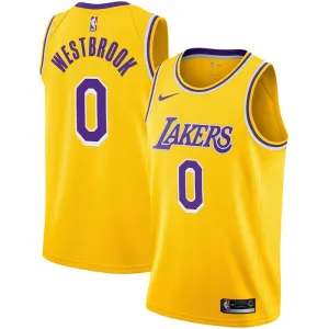 Camiseta Los Angeles Lakers Russell Westbrook 0 Icon Edition Oro Swingman para Hombre