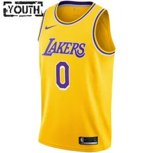 Camiseta Los Angeles Lakers Russell Westbrook 0 Icon Edition Oro Swingman para Niño