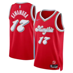 Camiseta Memphis Grizzlies Yuki Kawamura City Edition 2024-25 Rojo Swingman para Hombre
