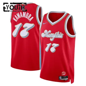 Camiseta Memphis Grizzlies Yuki Kawamura City Edition 2024-25 Rojo Swingman para Niño
