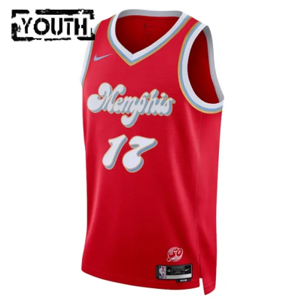 Camiseta Memphis Grizzlies Yuki Kawamura City Edition 2024-25 Rojo Swingman para Niño