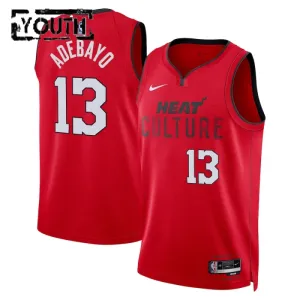 Camiseta Miami Heat Bam Adebayo City Edition 2024-25 Rojo Swingman para Niño