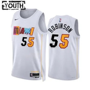 Camiseta Miami Heat Duncan Robinson 55 City Edition 2022-23 Blanco Swingman para Niño