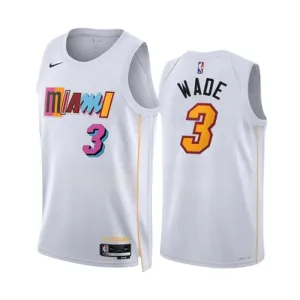 Camiseta Miami Heat Dwyane Wade 3 City Edition 2022-23 Blanco Swingman para Hombre