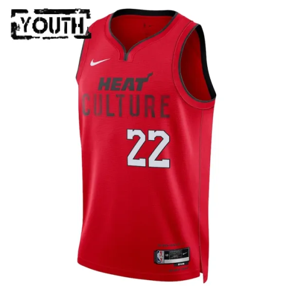 Camiseta Miami Heat Jimmy Butler City Edition 2024-25 Rojo Swingman para Niño